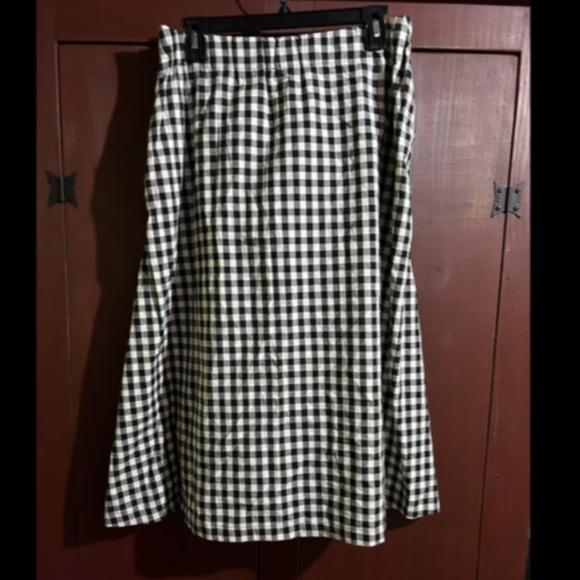 NWOT Eva Franco x Anthropologie Gingham Lace-Up Midi Skirt Black, White Size L - Picture 11 of 16